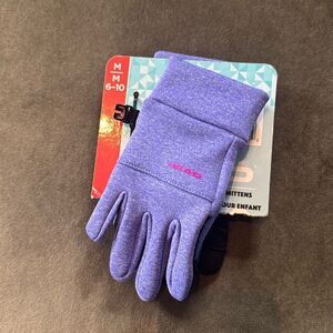 HEAD Girls Purple Touchscreen Ultrafit Stretch Fleece Gloves Size M 6-10 NEW